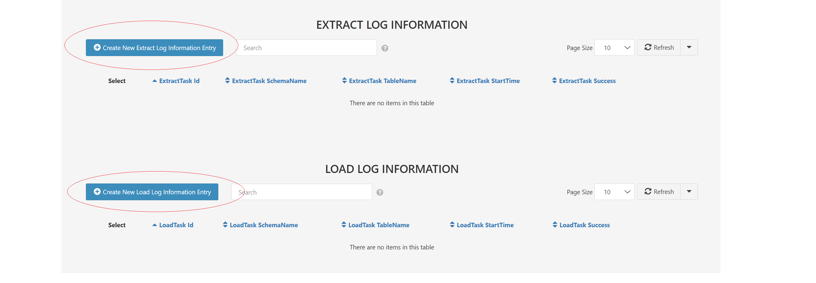 !Composable DataPortals - Create new Extract and Load Task entries